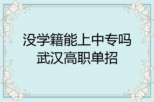 没学籍能上中专吗武汉高职单招