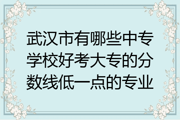 武汉市有哪些中专学校好考大专的分数线低一点的专业