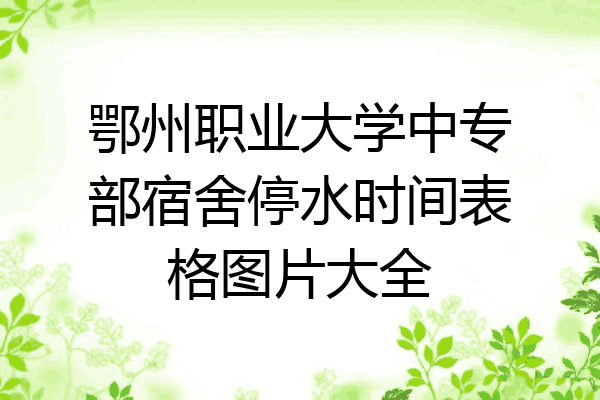 鄂州职业大学中专部宿舍停水时间表格图片大全