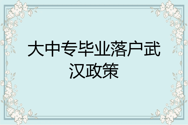 大中专毕业落户武汉政策