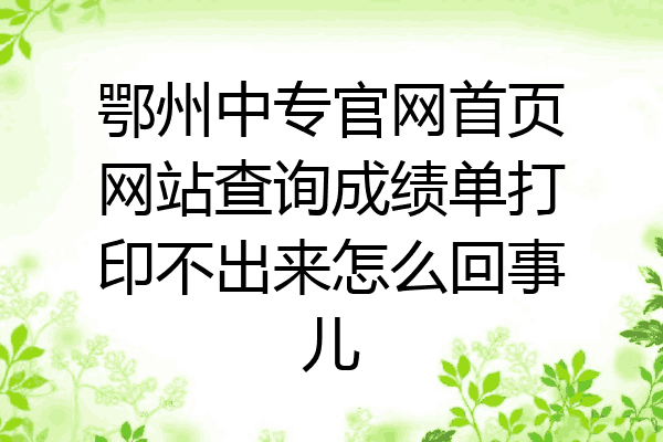 鄂州中专官网首页网站查询成绩单打印不出来怎么回事儿