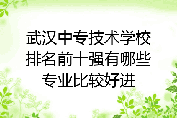 武汉中专技术学校排名前十强有哪些专业比较好进