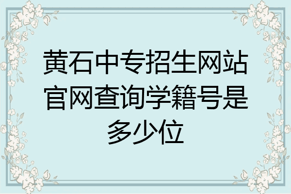 黄石中专招生网站官网查询学籍号是多少位