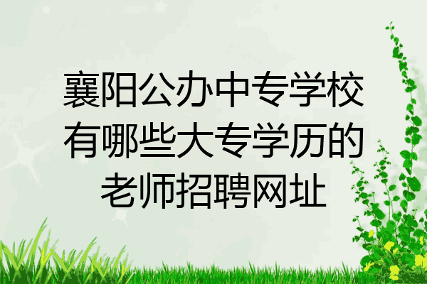 襄阳公办中专学校有哪些大专学历的老师招聘网址