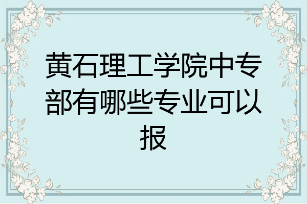 黄石理工学院中专部有哪些专业可以报