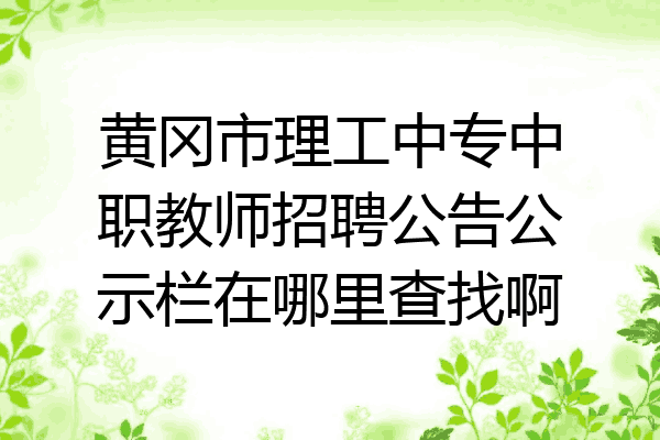 黄冈市理工中专中职教师招聘公告公示栏在哪里查找啊