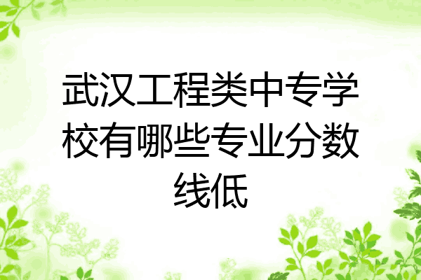 武汉工程类中专学校有哪些专业分数线低