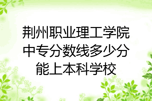 荆州职业理工学院中专分数线多少分能上本科学校
