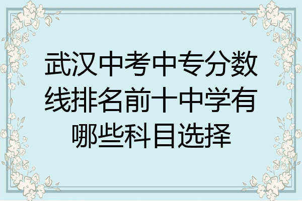 武汉中考中专分数线排名前十中学有哪些科目选择