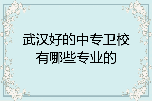 武汉好的中专卫校有哪些专业的