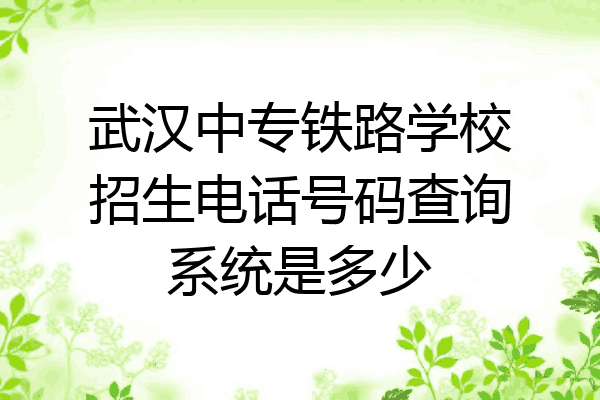 武汉中专铁路学校招生电话号码查询系统是多少