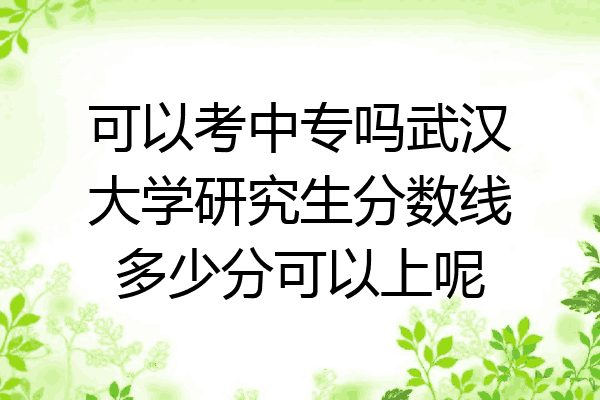可以考中专吗武汉大学研究生分数线多少分可以上呢