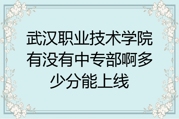 武汉职业技术学院有没有中专部啊多少分能上线