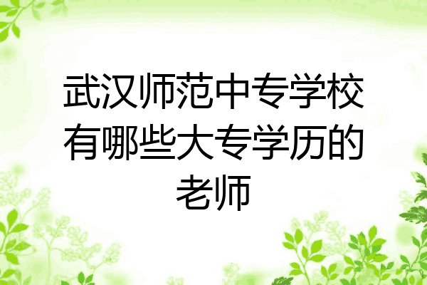 武汉师范中专学校有哪些大专学历的老师