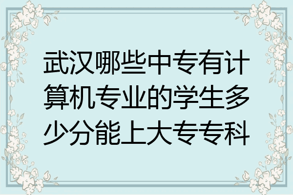 武汉哪些中专有计算机专业的学生多少分能上大专专科