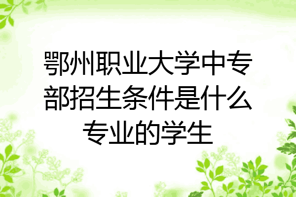 鄂州职业大学中专部招生条件是什么专业的学生