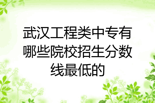 武汉工程类中专有哪些院校招生分数线最低的