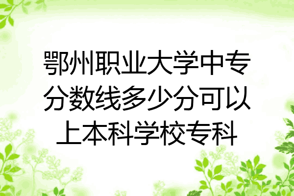 鄂州职业大学中专分数线多少分可以上本科学校专科