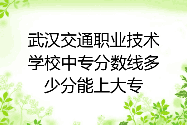 武汉交通职业技术学校中专分数线多少分能上大专