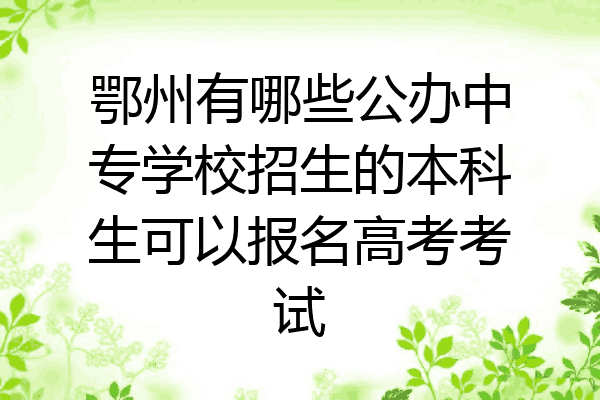 鄂州有哪些公办中专学校招生的本科生可以报名高考考试