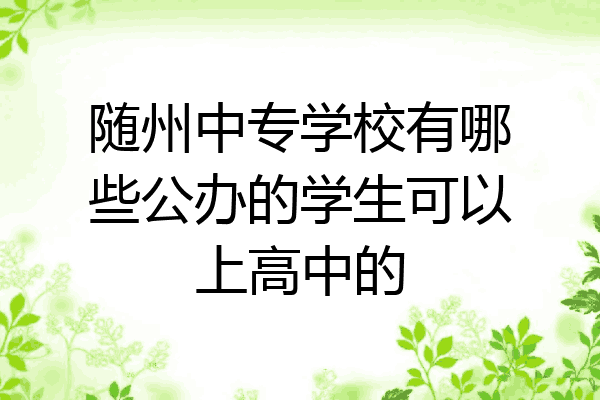 随州中专学校有哪些公办的学生可以上高中的