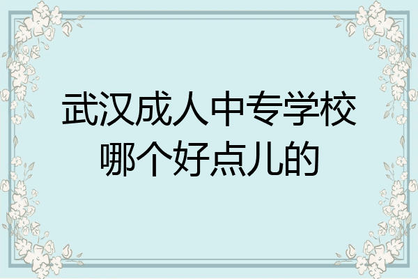 武汉成人中专学校哪个好点儿的