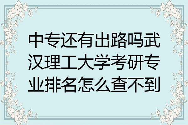 中专还有出路吗武汉理工大学考研专业排名怎么查不到