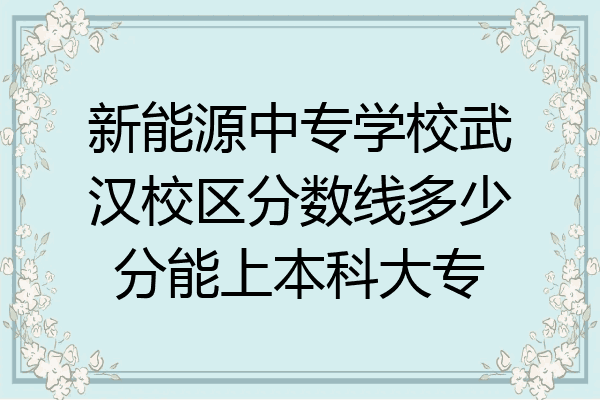 新能源中专学校武汉校区分数线多少分能上本科大专