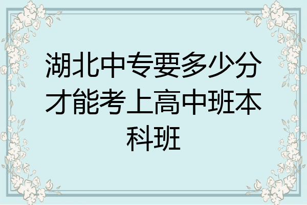湖北中专要多少分才能考上高中班本科班