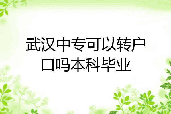 武汉中专可以转户口吗本科毕业