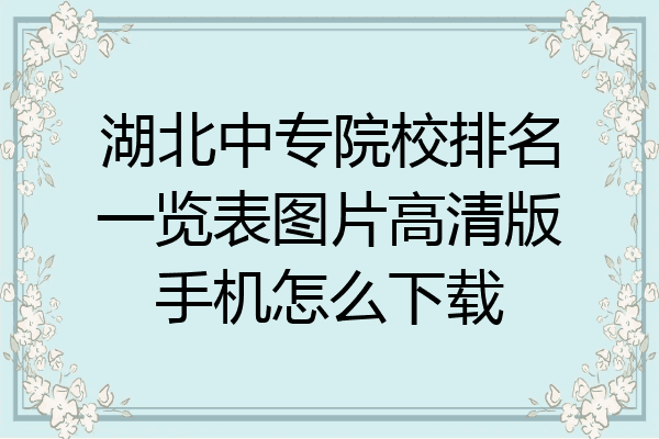湖北中专院校排名一览表图片高清版手机怎么下载