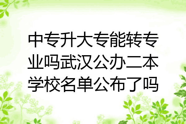 中专升大专能转专业吗武汉公办二本学校名单公布了吗