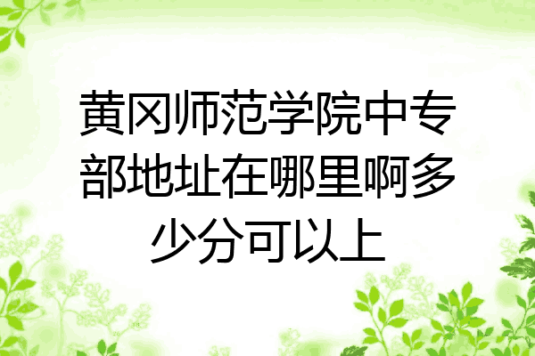 黄冈师范学院中专部地址在哪里啊多少分可以上