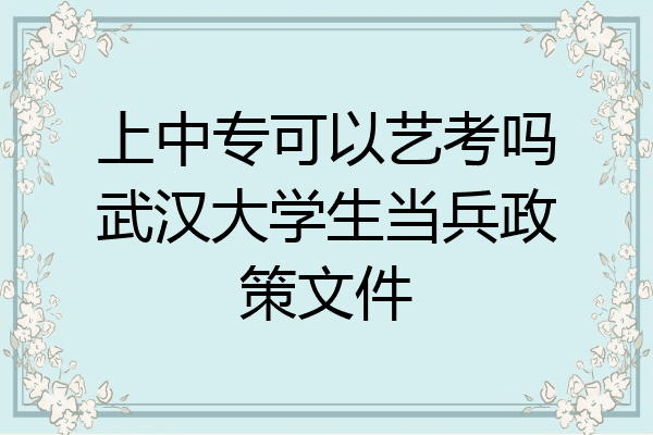 上中专可以艺考吗武汉大学生当兵政策文件