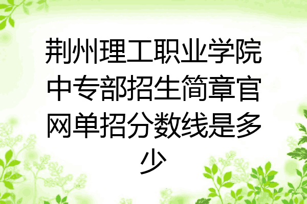 荆州理工职业学院中专部招生简章官网单招分数线是多少