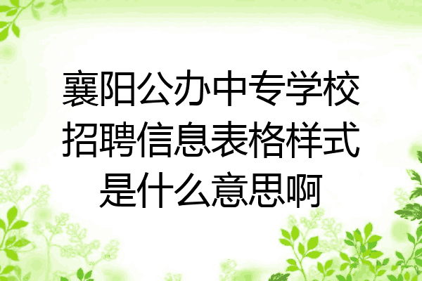 襄阳公办中专学校招聘信息表格样式是什么意思啊