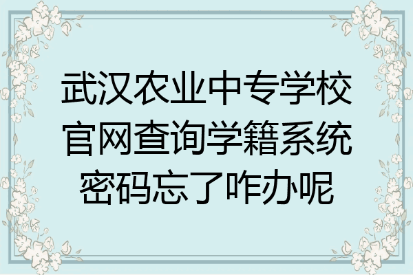 武汉农业中专学校官网查询学籍系统密码忘了咋办呢