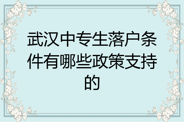 武汉中专生落户条件有哪些政策支持的