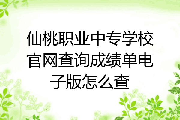 仙桃职业中专学校官网查询成绩单电子版怎么查