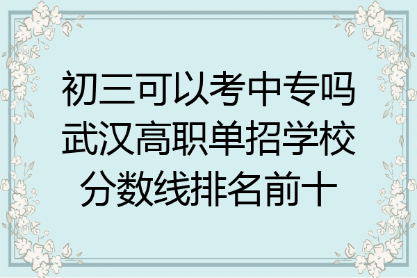 初三可以考中专吗武汉高职单招学校分数线排名前十