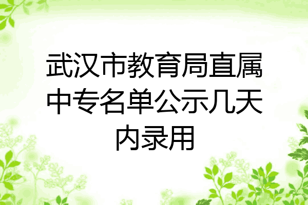 武汉市教育局直属中专名单公示几天内录用