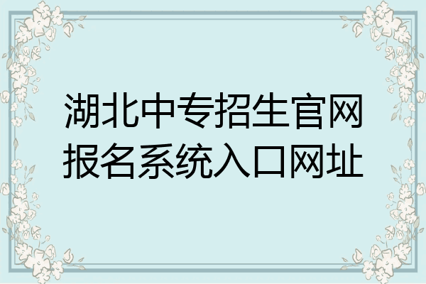 湖北中专招生官网报名系统入口网址