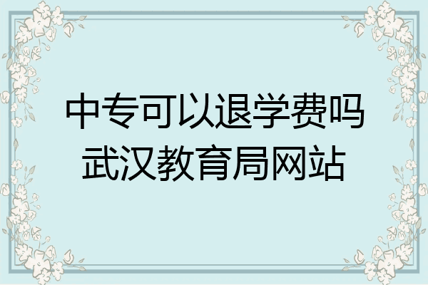 中专可以退学费吗武汉教育局网站