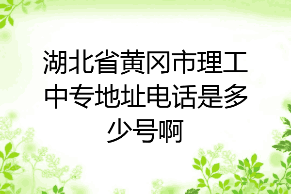湖北省黄冈市理工中专地址电话是多少号啊