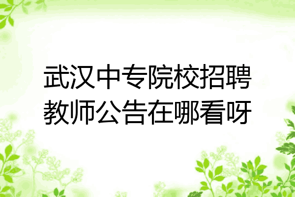 武汉中专院校招聘教师公告在哪看呀