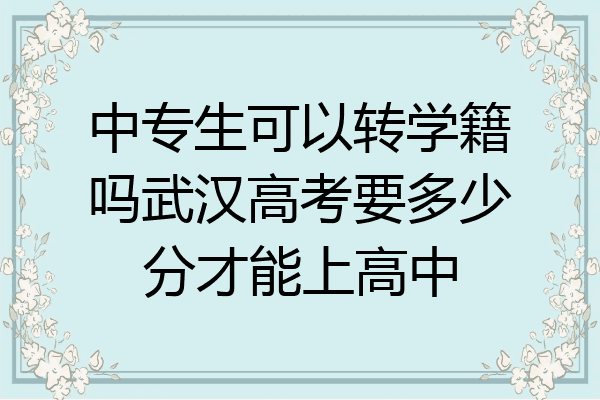 中专生可以转学籍吗武汉高考要多少分才能上高中