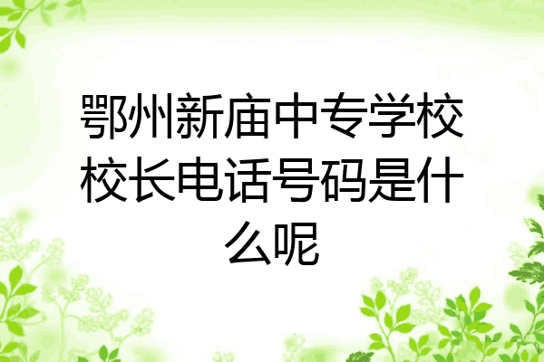 鄂州新庙中专学校校长电话号码是什么呢