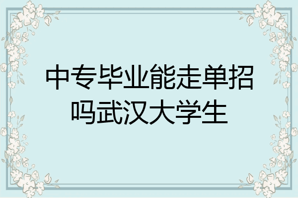 中专毕业能走单招吗武汉大学生