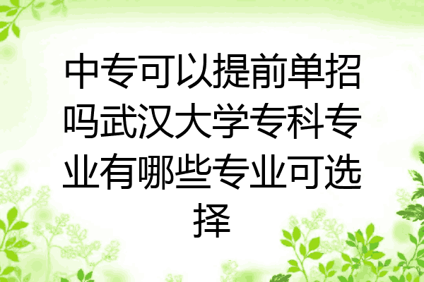 中专可以提前单招吗武汉大学专科专业有哪些专业可选择