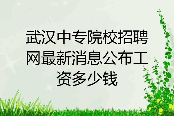 武汉中专院校招聘网最新消息公布工资多少钱